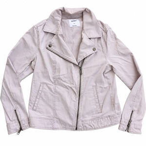 Old Navy Women's Moto Jacket Size M Light Pink Blush Zip Up Biker Jacket